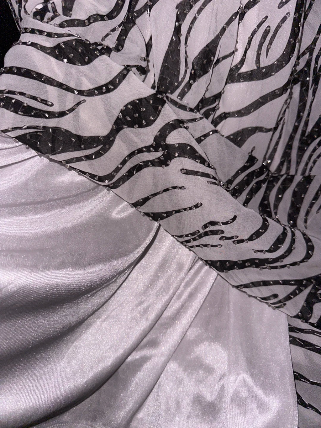 Vintage Black & White Marble Print Spaghetti Strap Mermaid Evening Gown TP5379