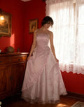 Glamorous Pink Strapless Satin Beaded Lace Trim Sweet 15 Quinceanera Ball Gown TP5804