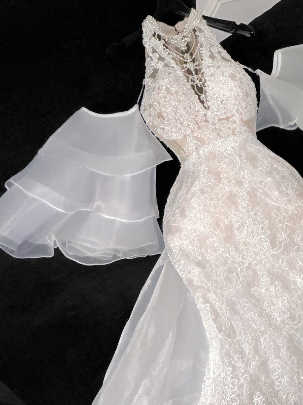 Elegant Ivory Applique Design Mermaid Wedding Dress TP4222
