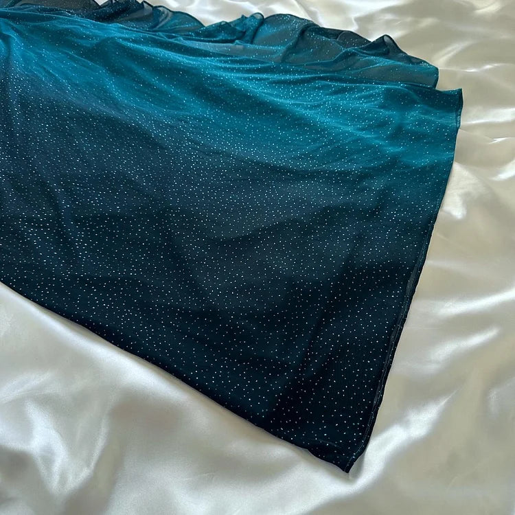 Turquoise Elegant Shiny Long Chiffon Ball Gown Evening Dress Party Dress Prom Dress gh4237