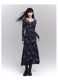 New Fashion Design Floral Pattern Women Long-sleeved Dress TP2946