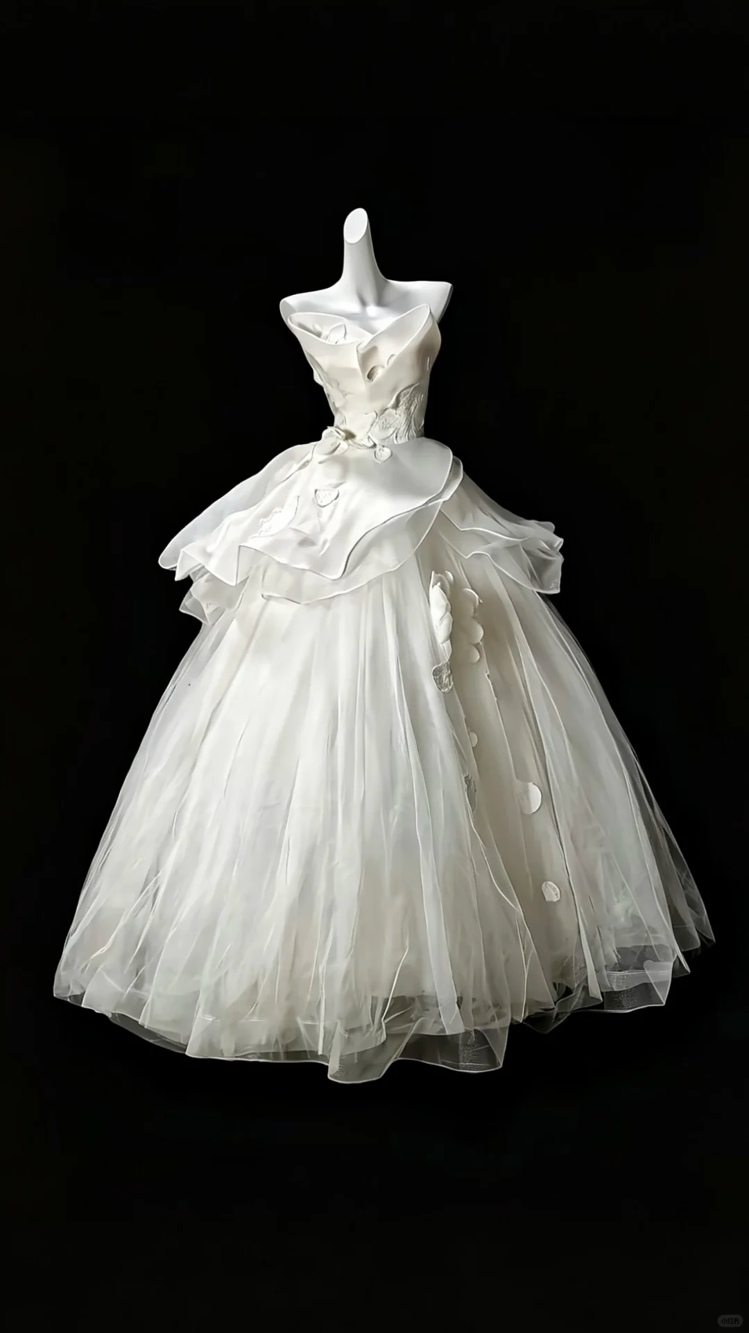 White Strapless Waist-Cinched Voluminous Skirt Evening Dress, Fairy Gown, Romantic Gown gh7365