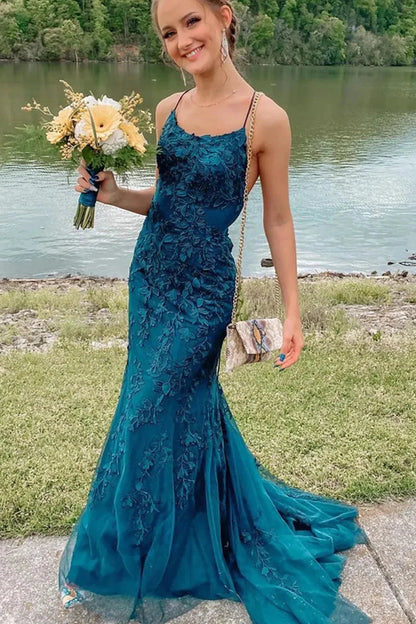 Mermaid Bateau Sleeveless Appliques Formal Party Dress