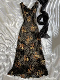 Vintage Applique Chiffon Prom Dress Sheath Evening Dress Long Formal Dress TP4693