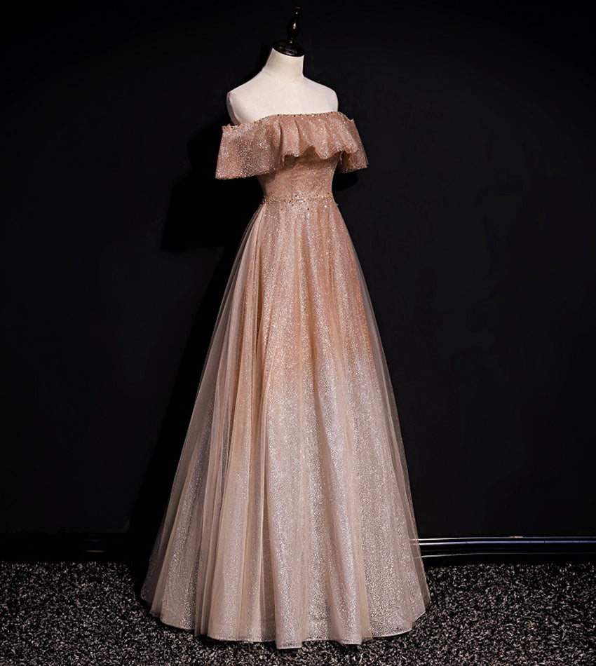 A line tulle sequins long prom dress evening dress  8541