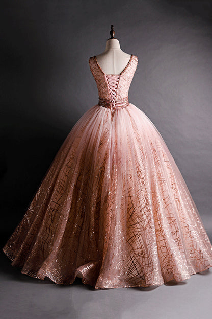 A line tulle sequins long ball gown dress formal dress  8590