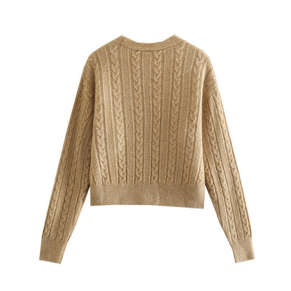 V-neck eight strand knitted sweater sweater coat  7739