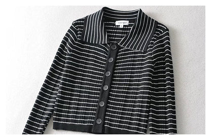 Design sense Lapel long sleeve sweater short sweater thin coat  7715
