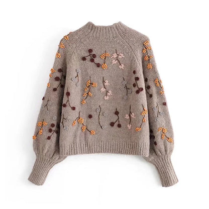 Stitched Beaded embroidered sweater Pullover Sweater  7740
