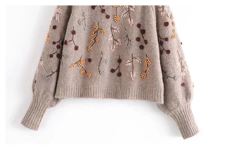 Stitched Beaded embroidered sweater Pullover Sweater  7740