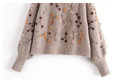Stitched Beaded embroidered sweater Pullover Sweater  7740