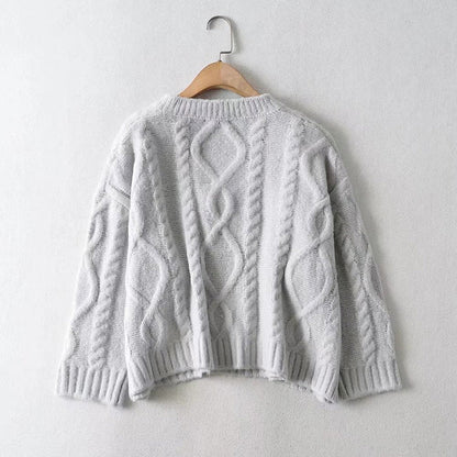 New style temperament versatile V-neck loose casual octet knitted sweater  7759
