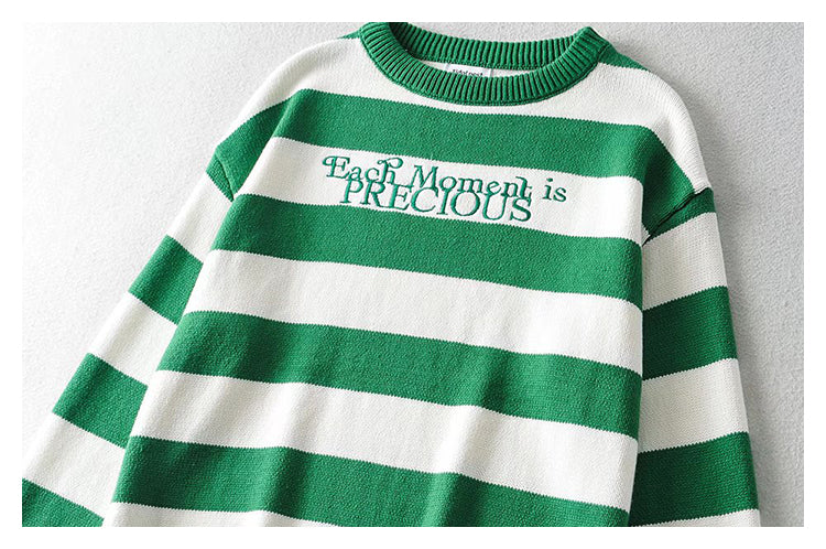 Versatile lazy embroidered letter long sleeved sweater  7741