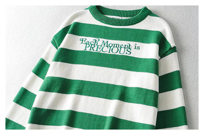 Versatile lazy embroidered letter long sleeved sweater  7741