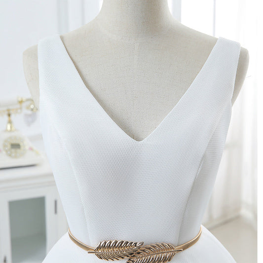 Cute white v neck short prom dress,homecoming dresses  7645