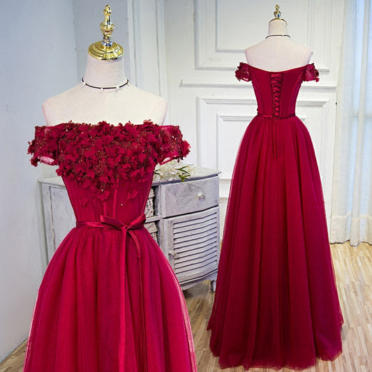 A line tulle long prom gown, evening dress, formal dresses  7816