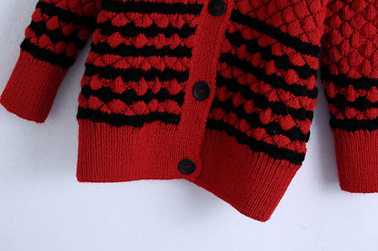 Versatile V-neck oversized sweater sweater sweater coat  7724