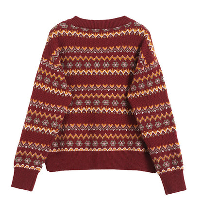 Mori jacquard striped sweater sweet aging cardigan jacket  7729