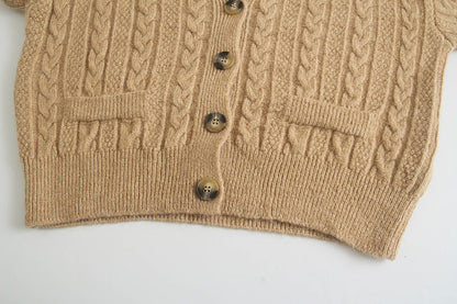 V-neck eight strand knitted sweater sweater coat  7739