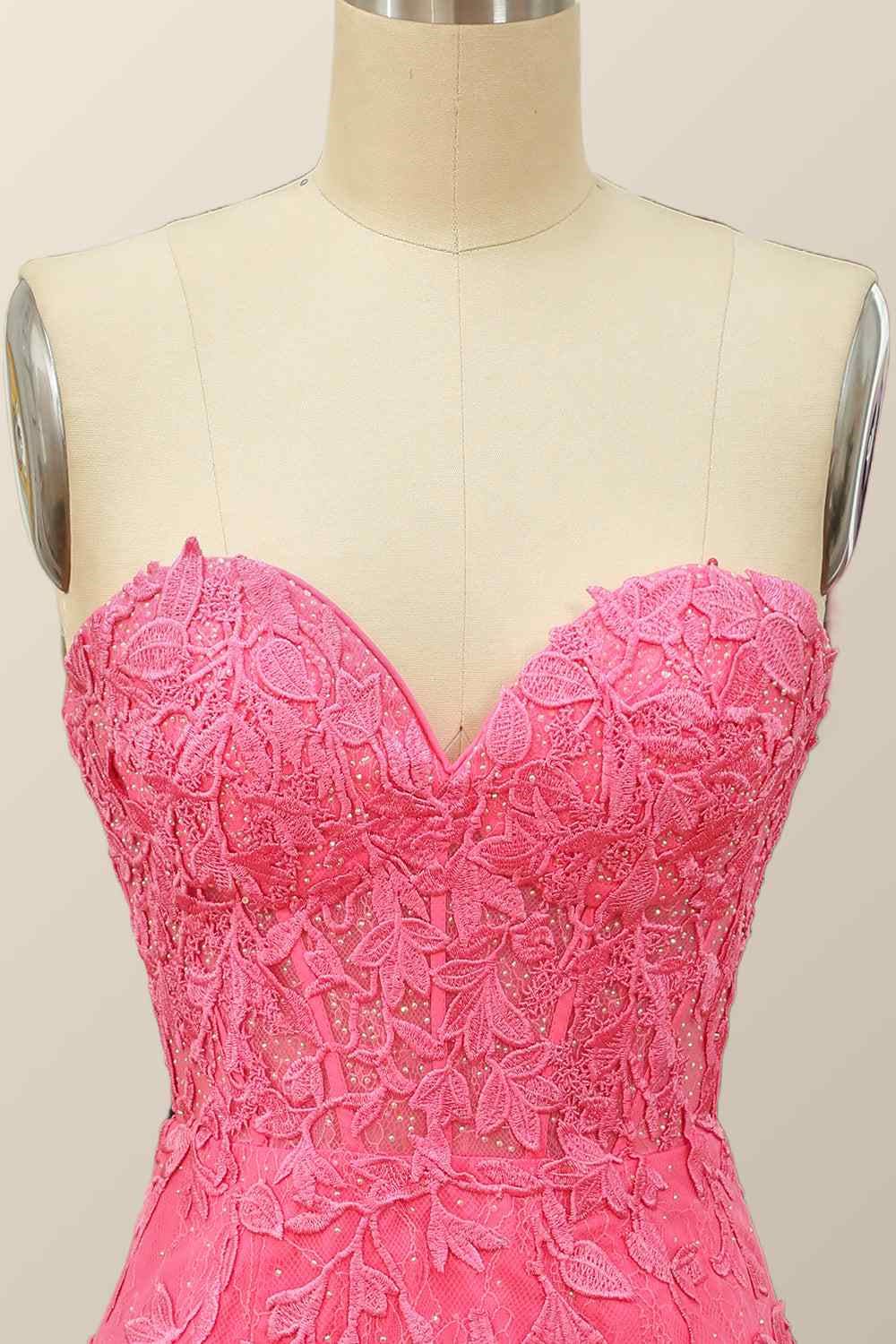 Sheath Strapless Appliques Lace-Up Back Mini Homecoming Dress