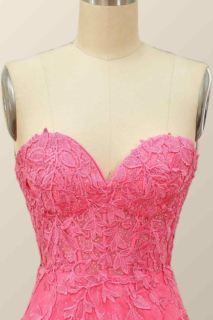 Sheath Strapless Appliques Lace-Up Back Mini Homecoming Dress