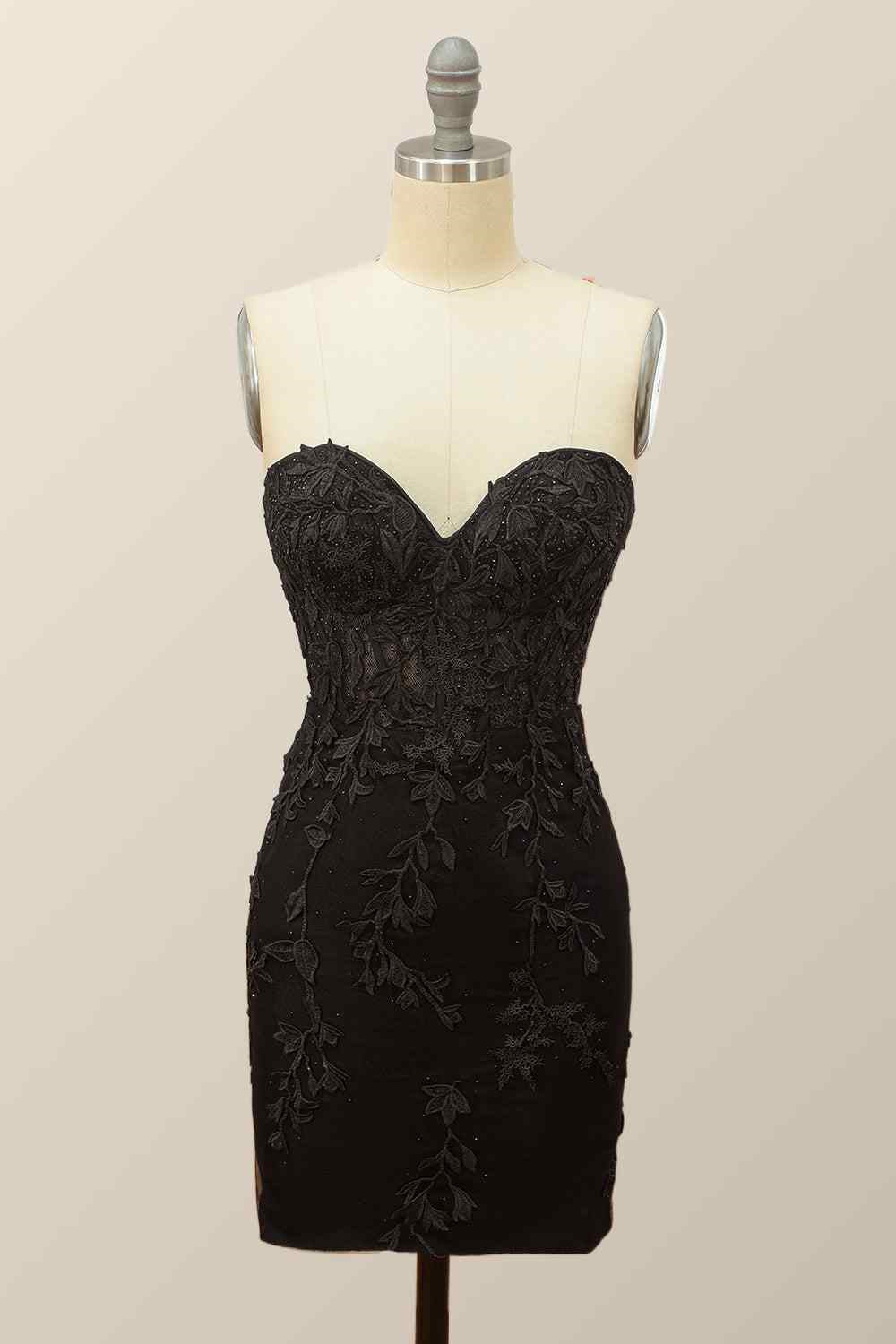 Sheath Strapless Appliques Lace-Up Back Mini Homecoming Dress