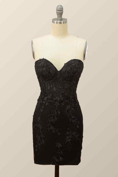 Sheath Strapless Appliques Lace-Up Back Mini Homecoming Dress