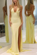 Yellow Mermaid Prom Dress with Train Gala Dresses