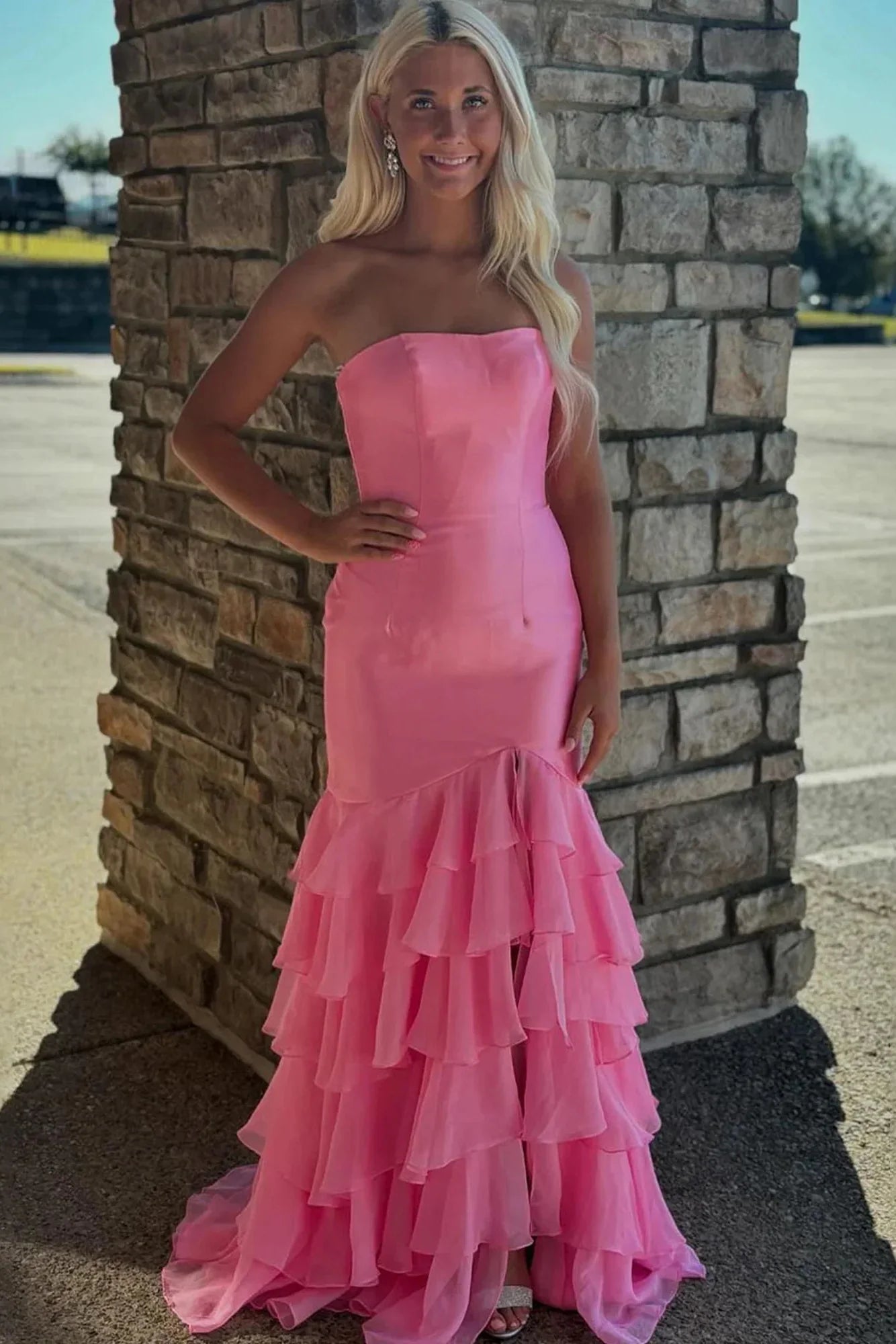 Mermaid Strapless Empire Two Tone Formal Party Dress