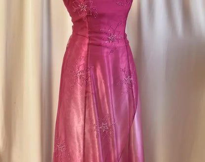 Girlhomeshops--Pink gradient exquisite floral beading fashion long tulle prom dress graduation dress gh5523