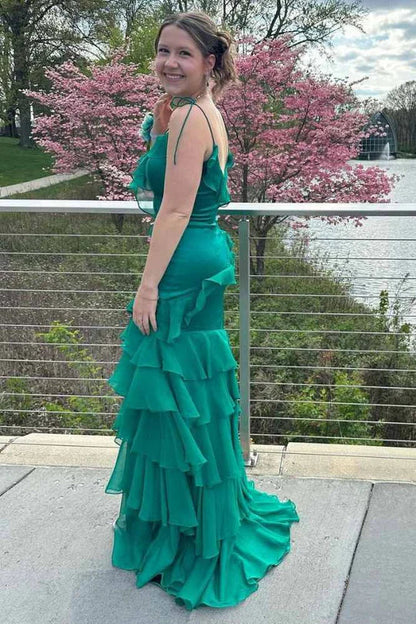 V-Neck Sleeveless Empire Two Tone Ruffled Party Dress