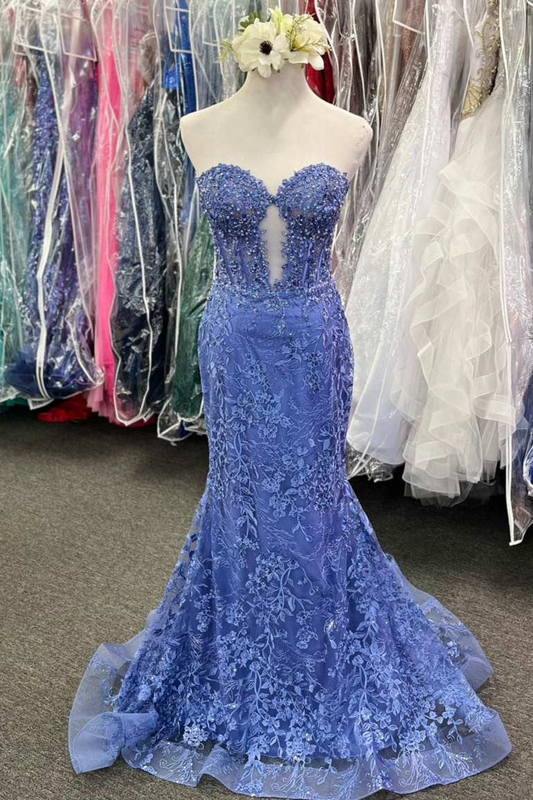 Mermaid Sweetheart Strapless Lace Party Prom Dress