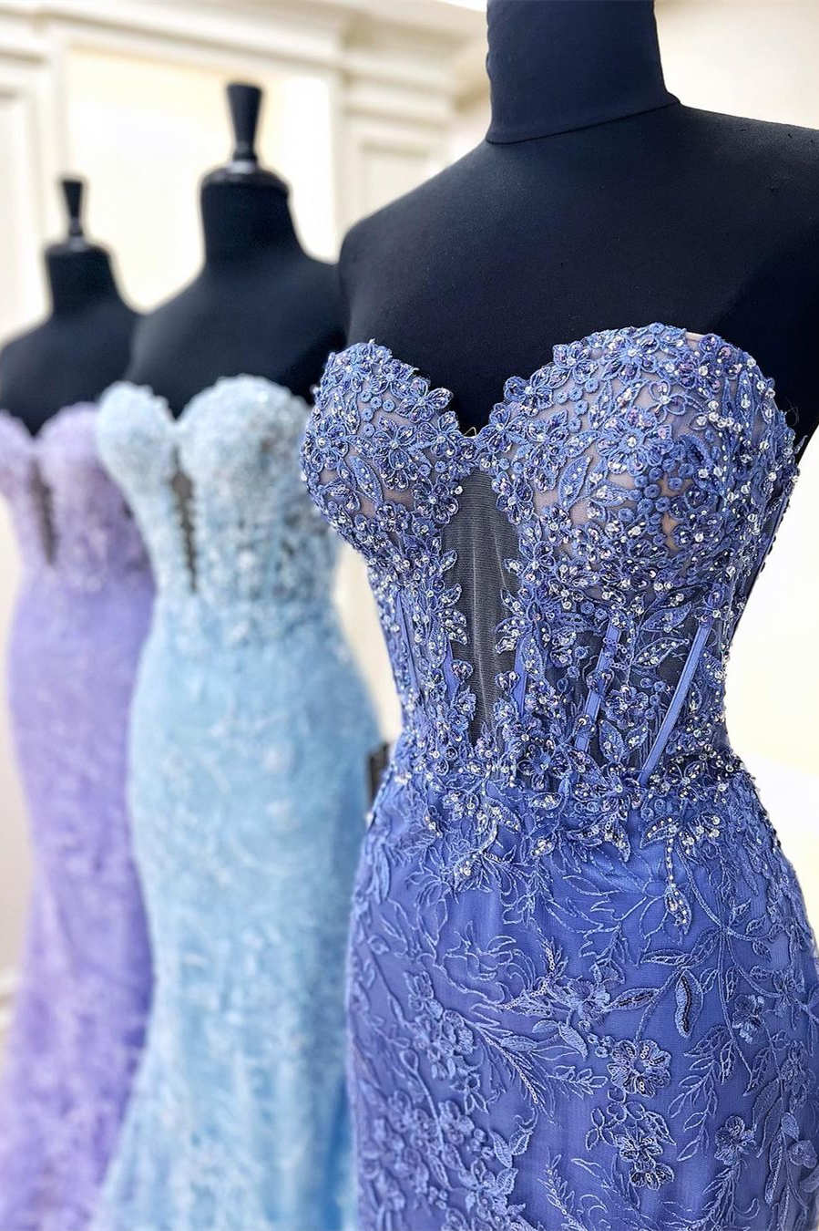 Mermaid Sweetheart Strapless Lace Party Prom Dress