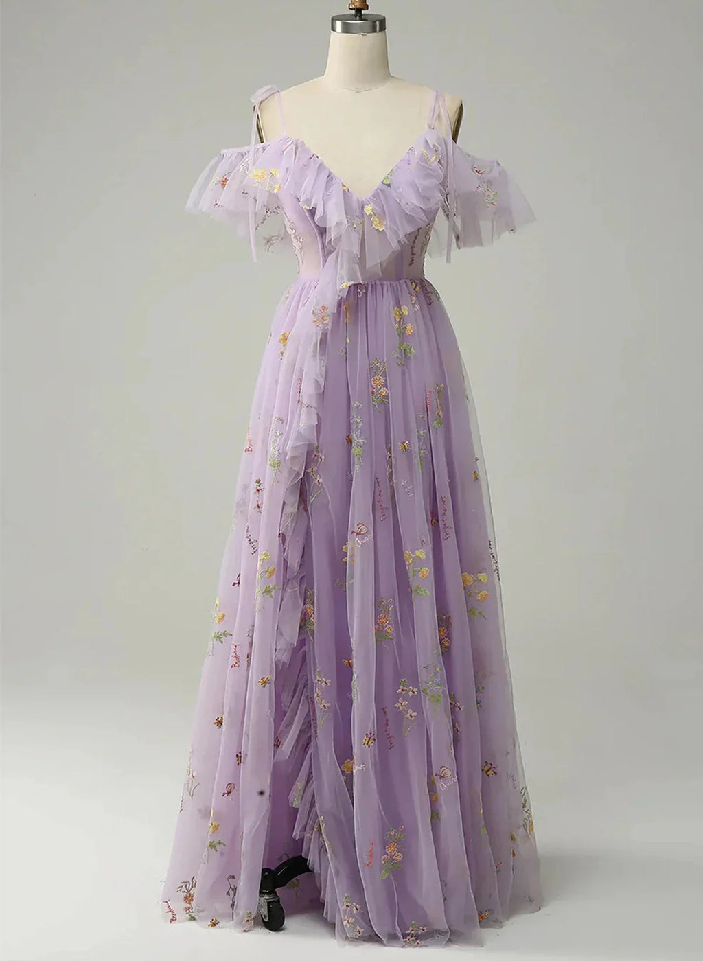 Light Purple V-neckline Straps Long Formal Dress, A-line Purple Prom Dress TP1031
