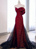 Black And Red Long Party Dress Prom Dress, Sweetheart Satin Evening Dress Formal Dress TP1068