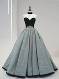 Beautiful Strapless Jacquard Floor Length Prom Dresses, A-Line Sweetheart Neck Formal Dresses TP231
