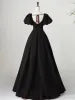 Lovely Satin Floor Length Short Sleeves Party Dress, A-Line Evening Party Dress  TP260