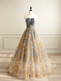 Beautiful Gradient Tulle Long Formal Dress, A-Line Strapless Prom Dress Evening Dress  TP329