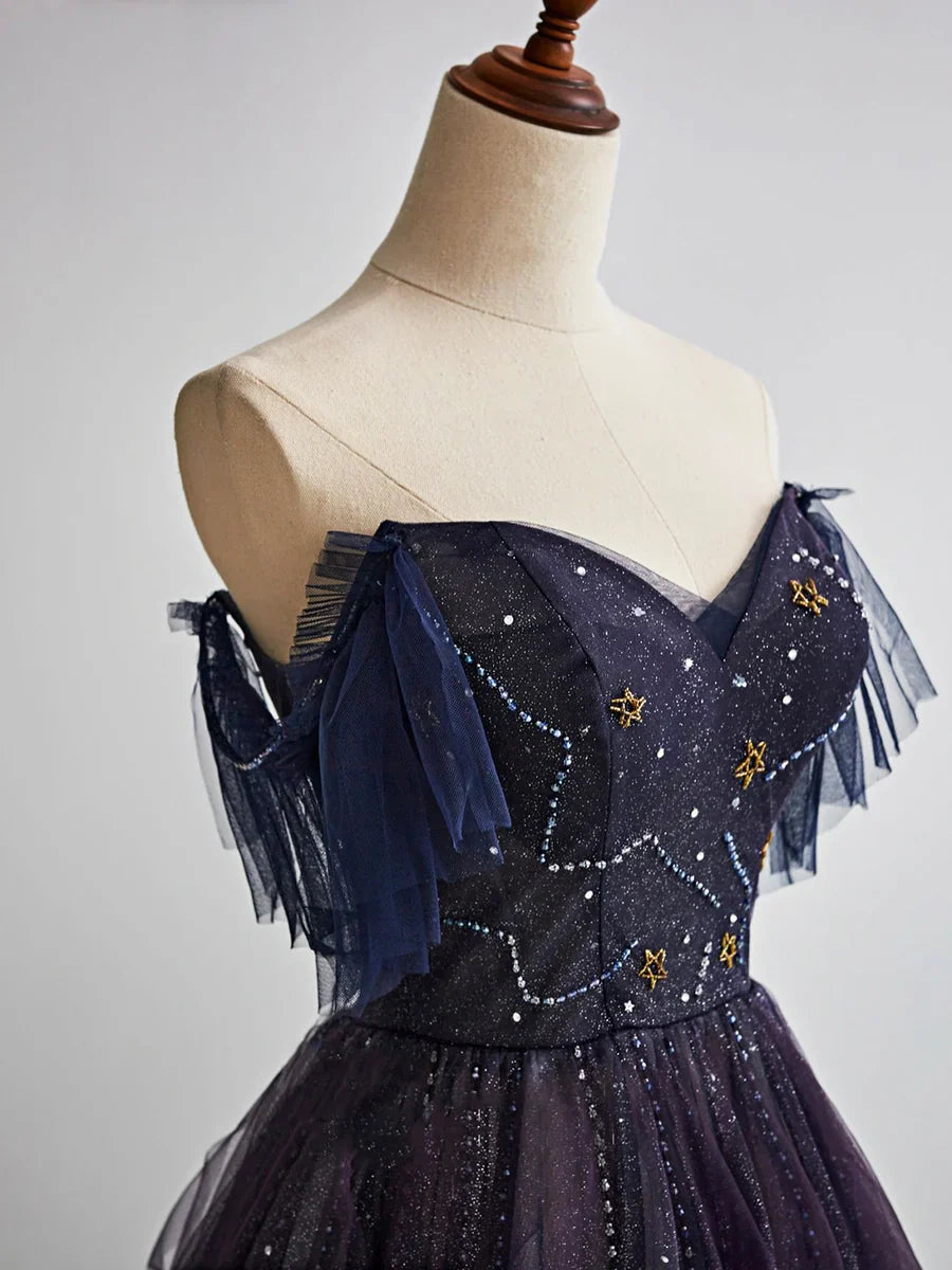 Purple Gradient Tulle Long Prom Dress, Beautiful A-Line Evening Party Dress  TP372