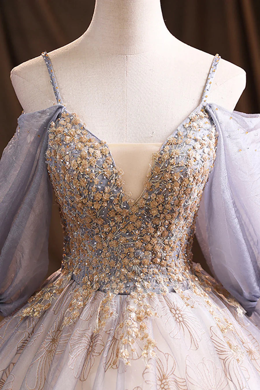 Purple Tulle Sequins Long Prom Dress, A-Line Evening Dress TP496
