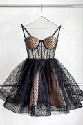Cute Tulle Spaghetti Straps Short Homecoming Dress, A-Line Mini Party Dress TP550