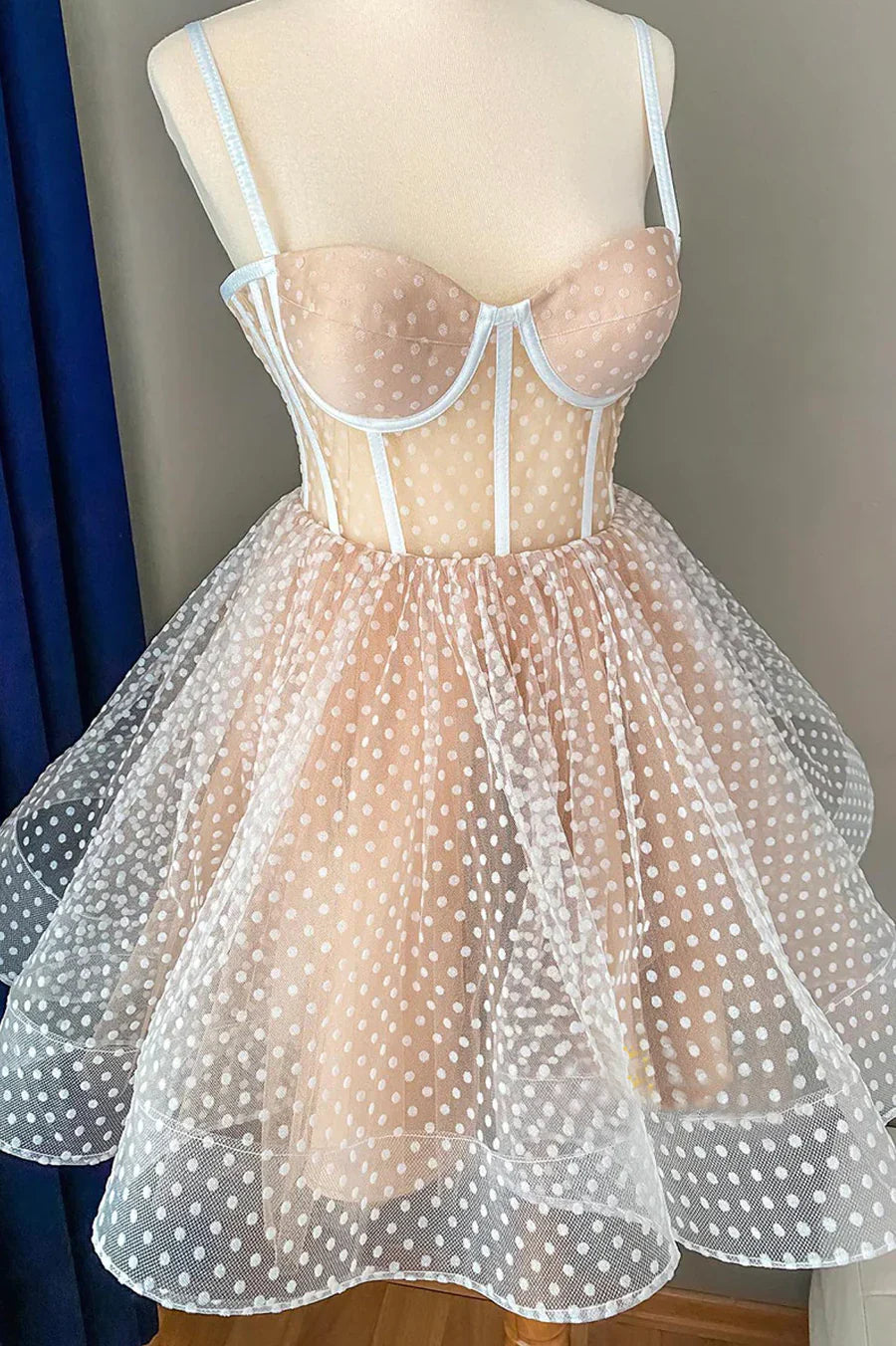 Cute Tulle Spaghetti Straps Short Homecoming Dress, A-Line Mini Party Dress TP550