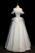 Off the Shoulder Tulle Long Prom Dress, A-Line Evening Dress TP604