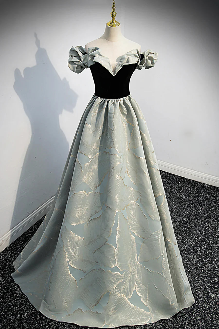 Off the Shoulder Satin Long Prom Dress, A-Line Evening Dress TP606