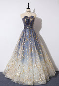 A-Line Strapless Tulle Long Prom Dresses, Cute Evening Party Dresses TP728