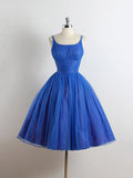 Royal Blue Spaghetti straps Tulle A-line Short Prom Dress TP838