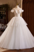 Vintage A-Line Spaghetti Strap Lace Beaded Light Champagne Floor Length Formal Wedding Dress TP933