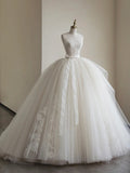 Beautiful White Tulle Sweetheart Long Wedding Dress TP944