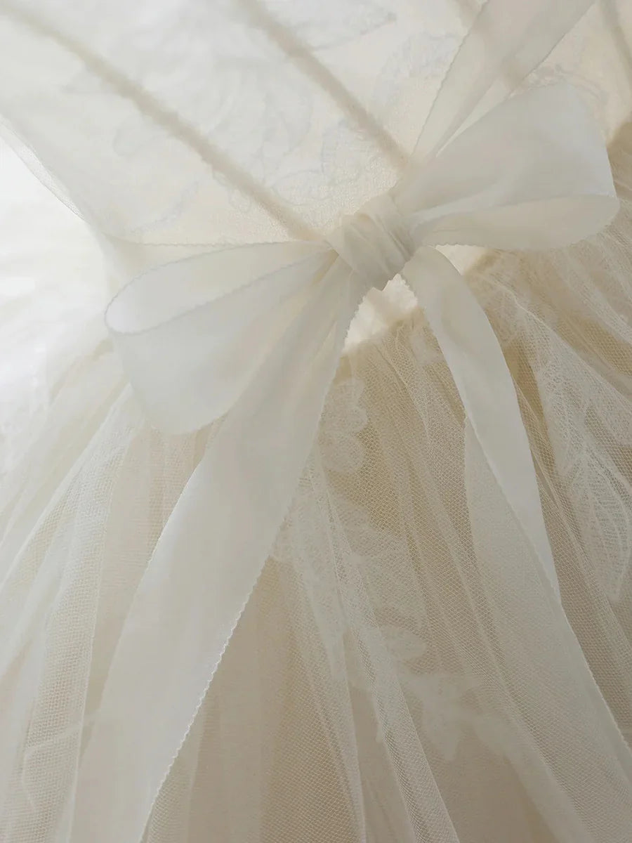 Beautiful White Tulle Sweetheart Long Wedding Dress TP944