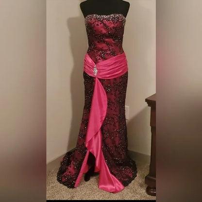 Pink Gorgeous Retro Fashion Elegant Exquisite Beaded Long Floor Length Trailing Princess Satin Ball Gown Evening Dress gh3447